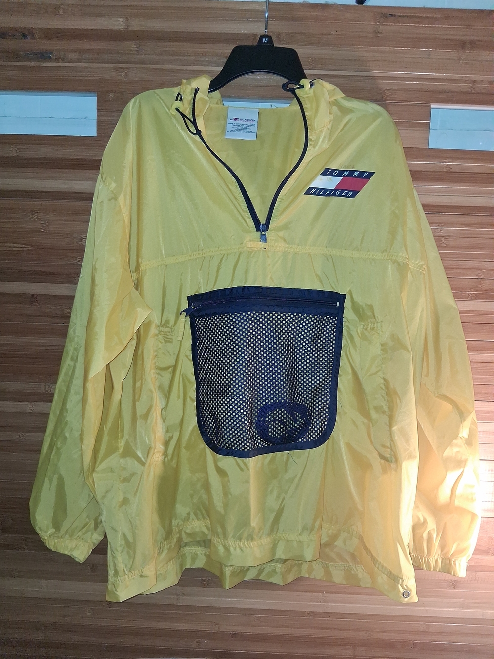 Tommy Hilfiger Yellow Half-Zip Pullover Anorak with Navy Mesh Pocket